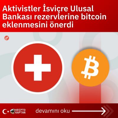 Aktivistler İsviçre Ulusal Bankası rezervlerine bitcoin eklenmesini önerdi