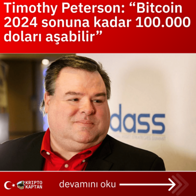 Timothy Peterson: “Bitcoin 2024 sonuna kadar 100.000 doları aşabilir”