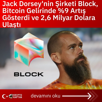 Jack Dorsey’nin Şirketi Block, Bitcoin Gelirinde %9 Artış Gösterdi ve 2,6 Milyar Dolara Ulaştı