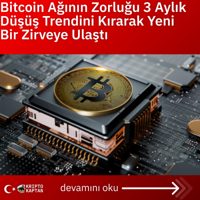 Bitcoin Ağının Zorluğu 3 Aylık Düşüş Trendini Kırarak Yeni Bir Zirveye Ulaştı